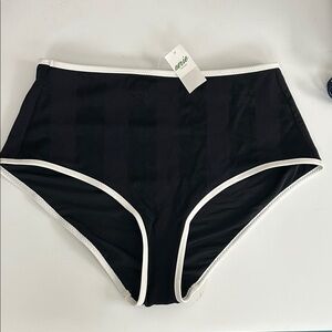 Aerie Black Bikini Bottoms with White Trim